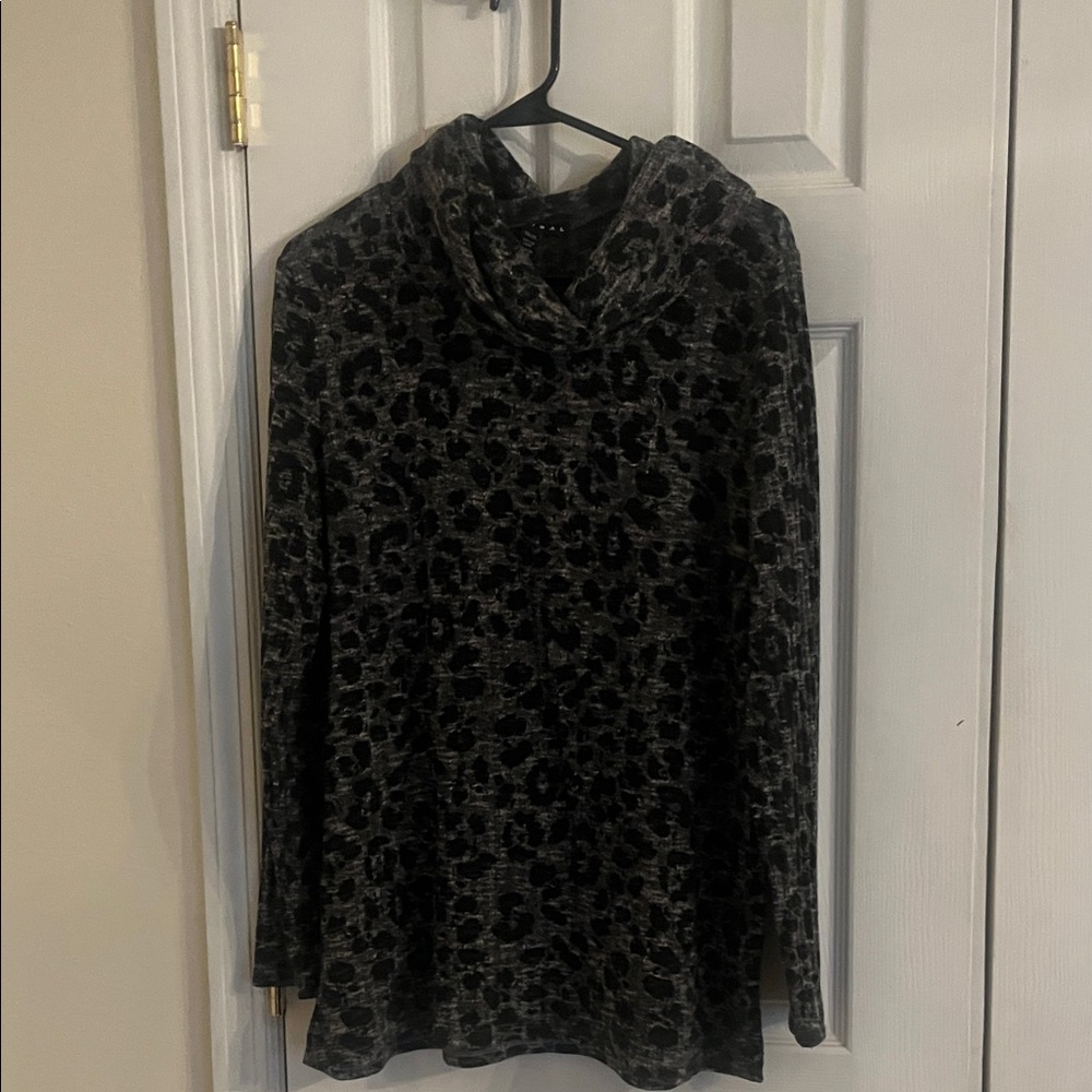 Tribal Black and Gray Leopard Print Blouse